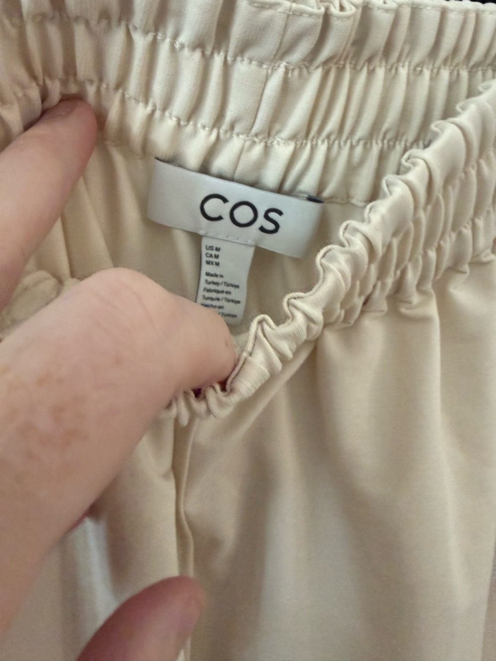 COS Beige Wide Leg Cropped Pants – Elastic Waist Minimalist Chic - Picture 4 of 6